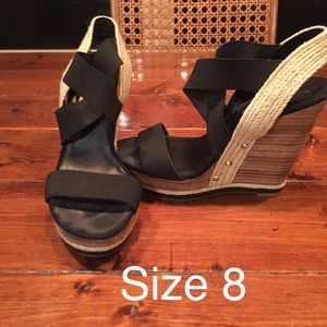 Black & wicker wedges